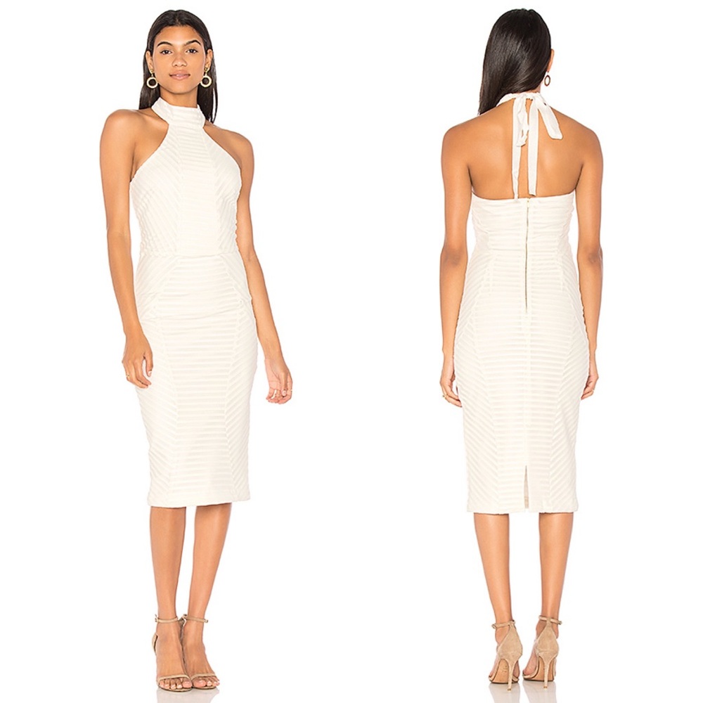 Rebecca Vallance Ivory Avila Striped Halter Dress